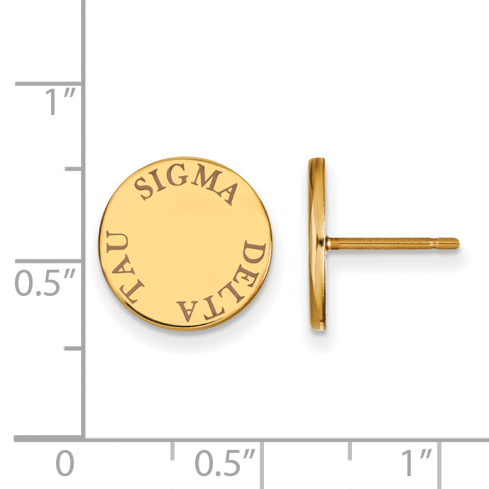 Gold Plated Sterling Silver Logoart Sigma Delta Tau Sorority Text Color Enamel Post Earrings