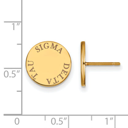 Gold Plated Sterling Silver Logoart Sigma Delta Tau Sorority Text Color Enamel Post Earrings