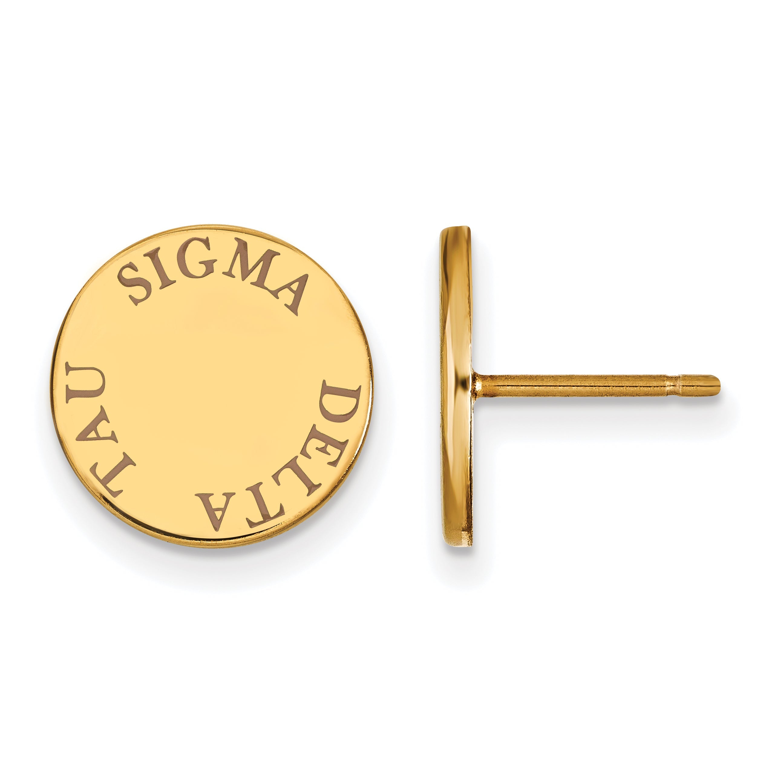 Gold Plated Sterling Silver Logoart Sigma Delta Tau Sorority Text Color Enamel Post Earrings