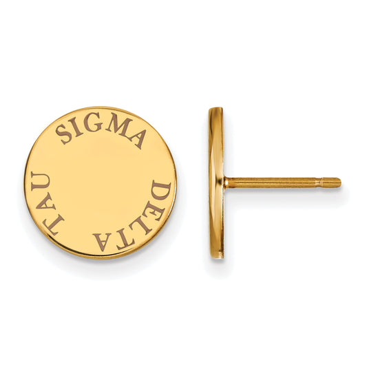 Gold Plated Sterling Silver Logoart Sigma Delta Tau Sorority Text Color Enamel Post Earrings