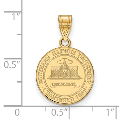 Gold Plated Sterling Silver Logoart Southern Illinois University Medium Crest Pendant