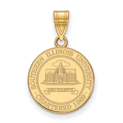 Gold Plated Sterling Silver Logoart Southern Illinois University Medium Crest Pendant
