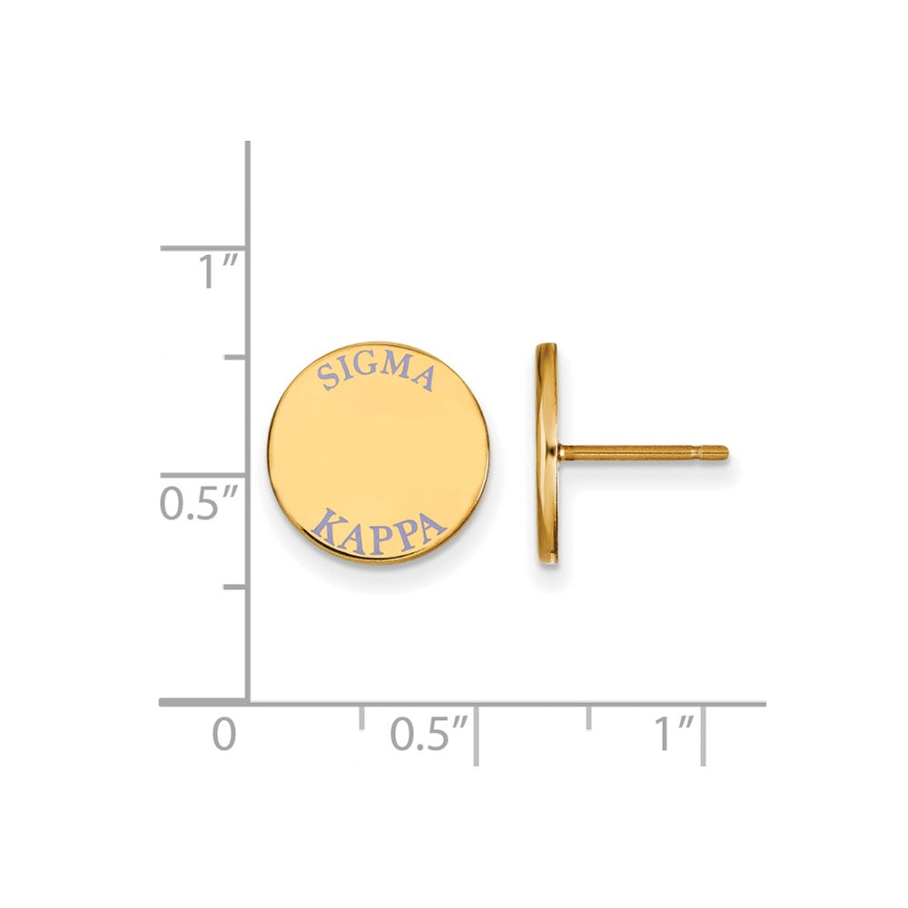 Gold Plated Sterling Silver Logoart Sigma Kappa Sorority Text Color Enamel Post Earrings