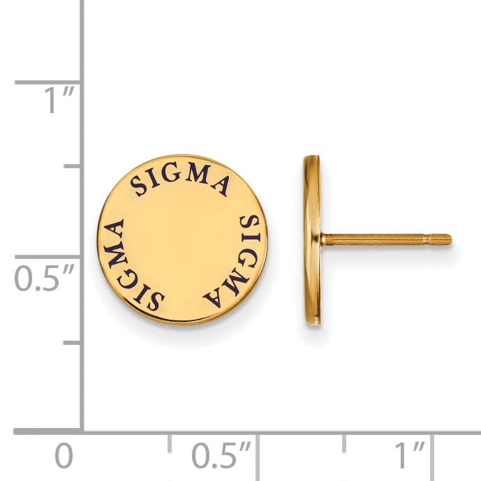 Gold Plated Sterling Silver Logoart Sigma Sorority Text Color Enamel Post Earrings