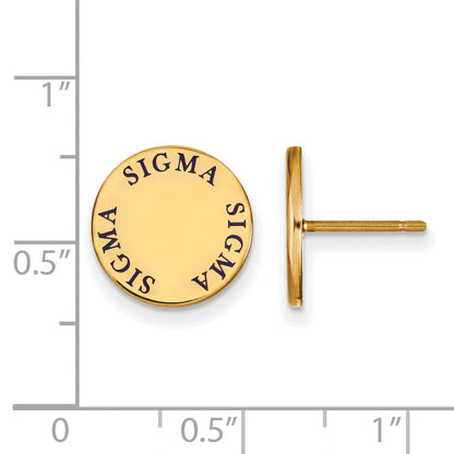 Gold Plated Sterling Silver Logoart Sigma Sorority Text Color Enamel Post Earrings