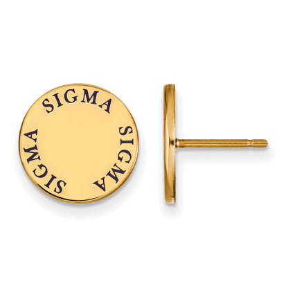 Gold Plated Sterling Silver Logoart Sigma Sorority Text Color Enamel Post Earrings