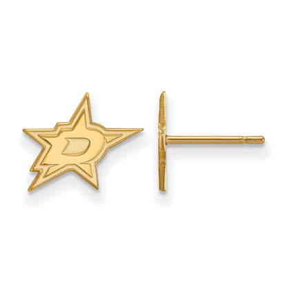 Gold Plated Sterling Silver Nhl Logoart Dallas Stars Extra Small Post Earrings