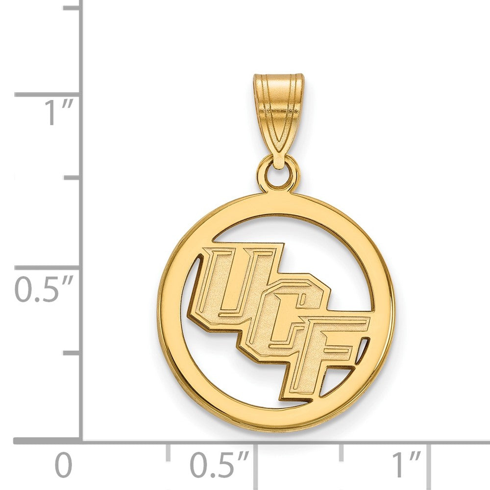 Gold Plated Sterling Silver Logoart University Of Central Florida U C F Medium Circle Pendant