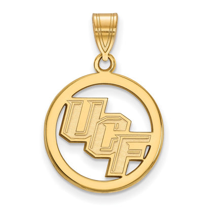Gold Plated Sterling Silver Logoart University Of Central Florida U C F Medium Circle Pendant