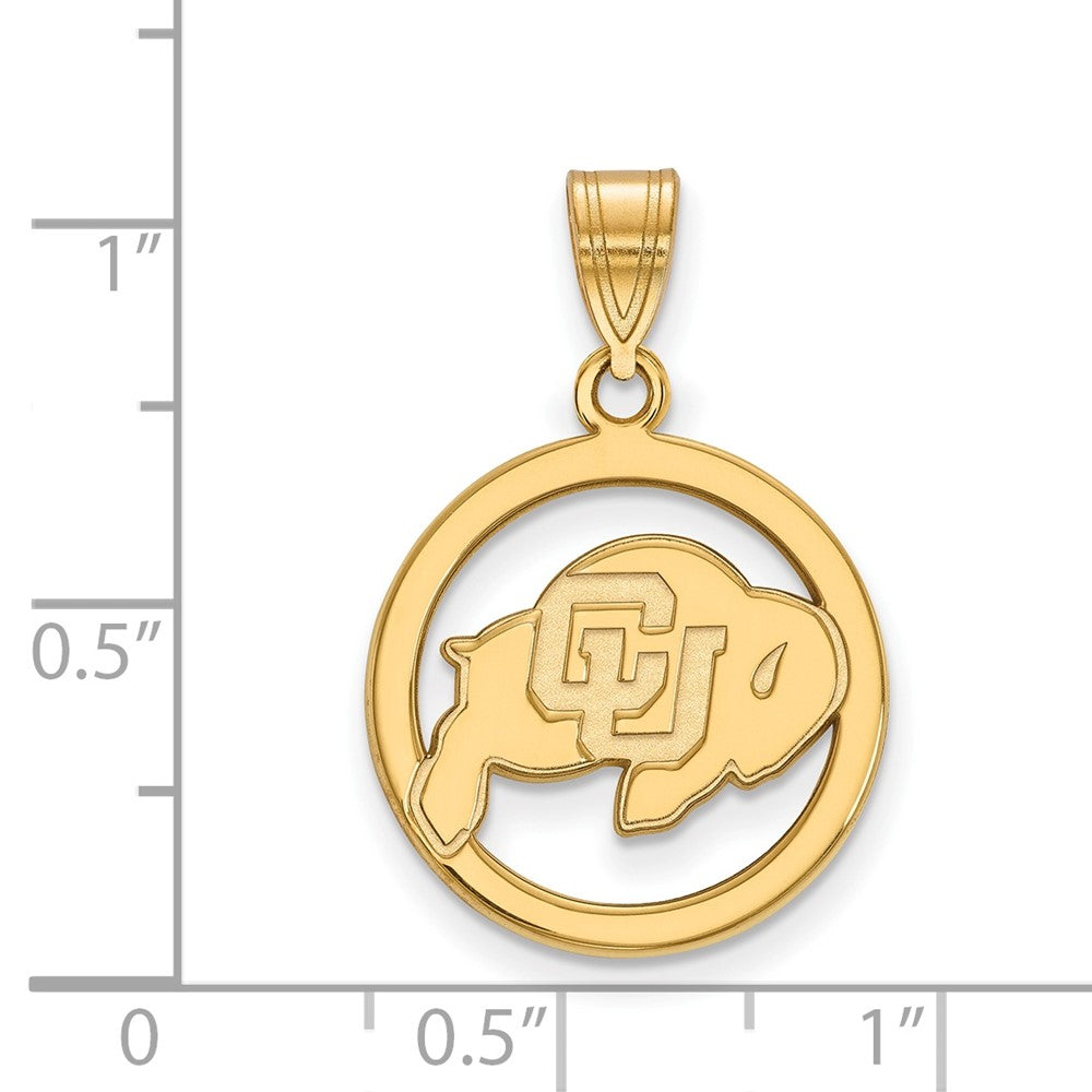 Gold Plated Sterling Silver Logoart University Of Colorado Buffalo Medium Circle Pendant