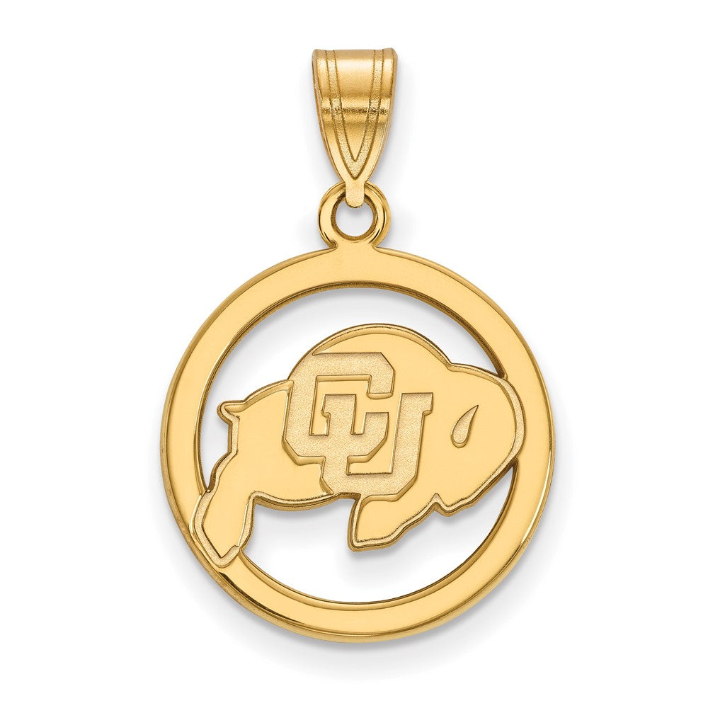 Gold Plated Sterling Silver Logoart University Of Colorado Buffalo Medium Circle Pendant
