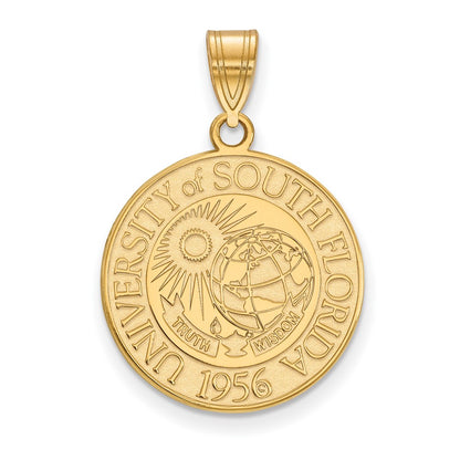 Gold Plated Sterling Silver Logoart University Of South Florida Large Crest Pendant