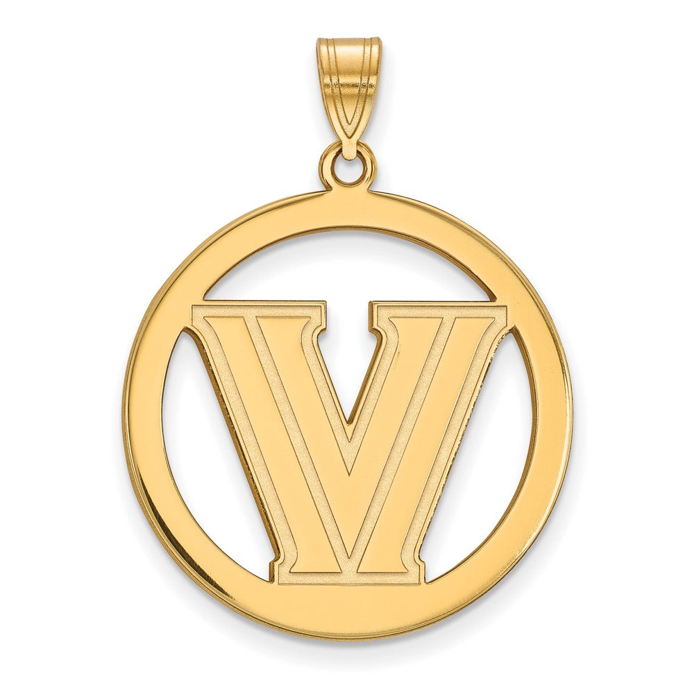 Gold Plated Sterling Silver Logoart Villanova University Letter V Large Circle Pendant