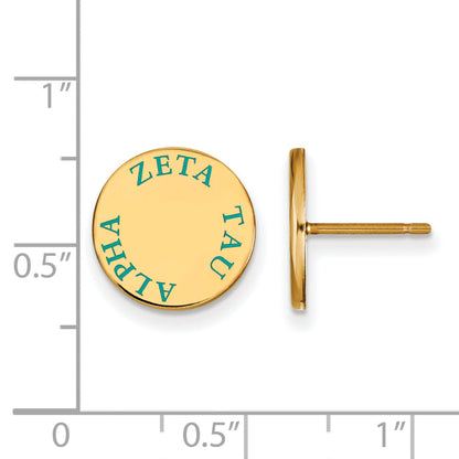 Gold Plated Sterling Silver Logoart Zeta Tau Alpha Sorority Text Color Enamel Post Earrings