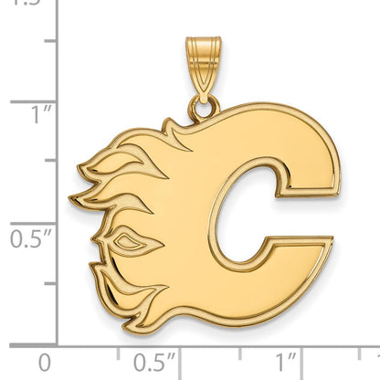 10K Yellow Gold Nhl Logoart Calgary Flames Letter C Extra Large Pendant