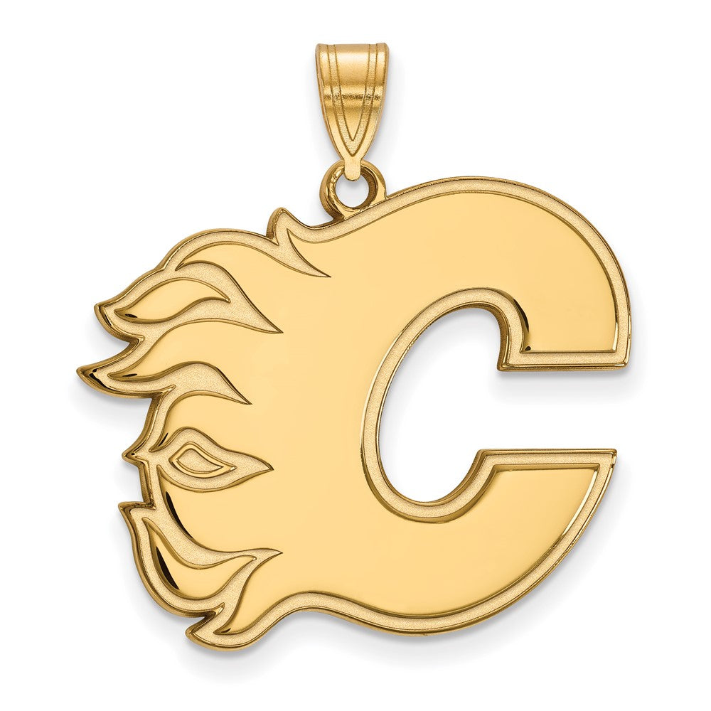 14K Yellow Gold Nhl Logoart Calgary Flames Letter C Extra Large Pendant