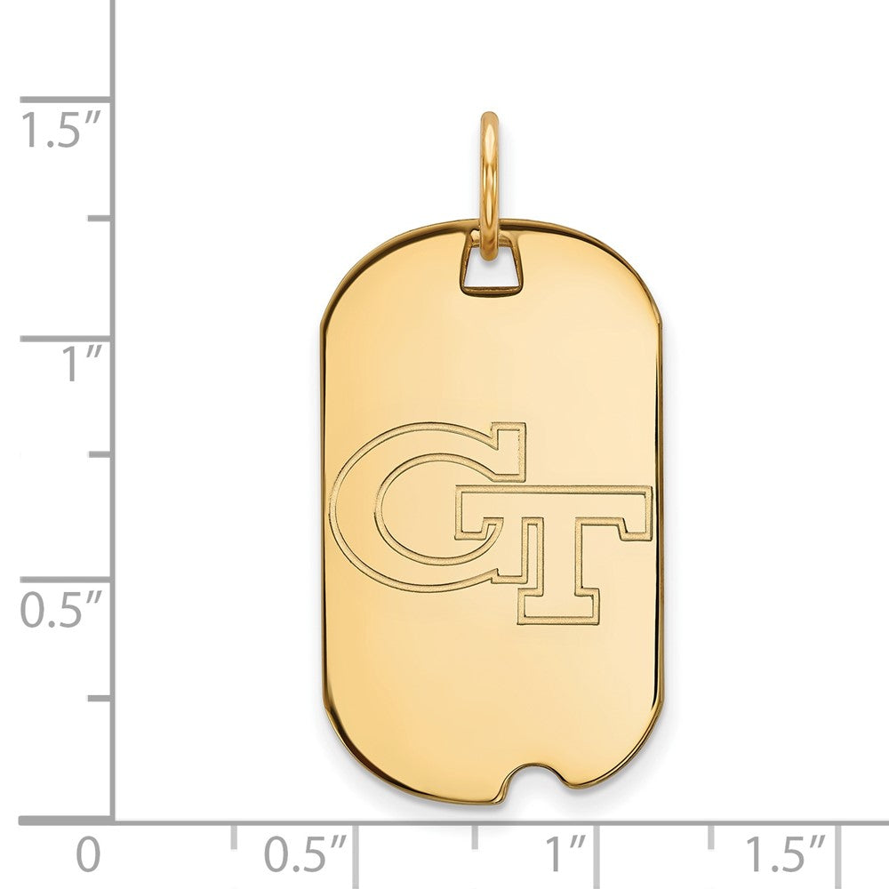 14K Yellow Gold Logoart Georgia Institute Of Technology G T Small Dog Tag Pendant