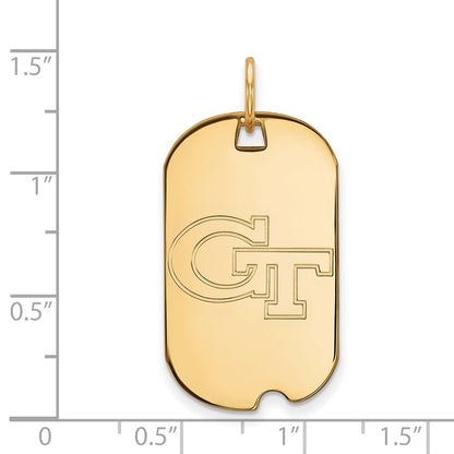 14K Yellow Gold Logoart Georgia Institute Of Technology G T Small Dog Tag Pendant