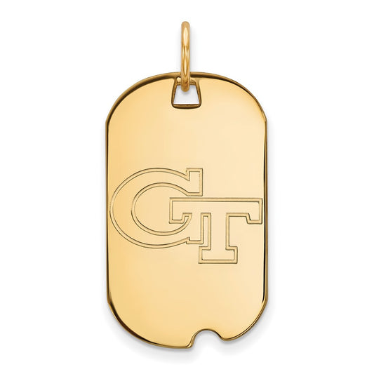 Gold Plated Sterling Silver Logoart Georgia Institute Of Technology G T Small Dog Tag Pendant