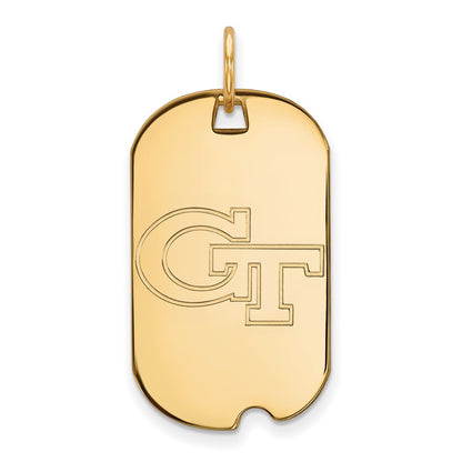 14K Yellow Gold Logoart Georgia Institute Of Technology G T Small Dog Tag Pendant