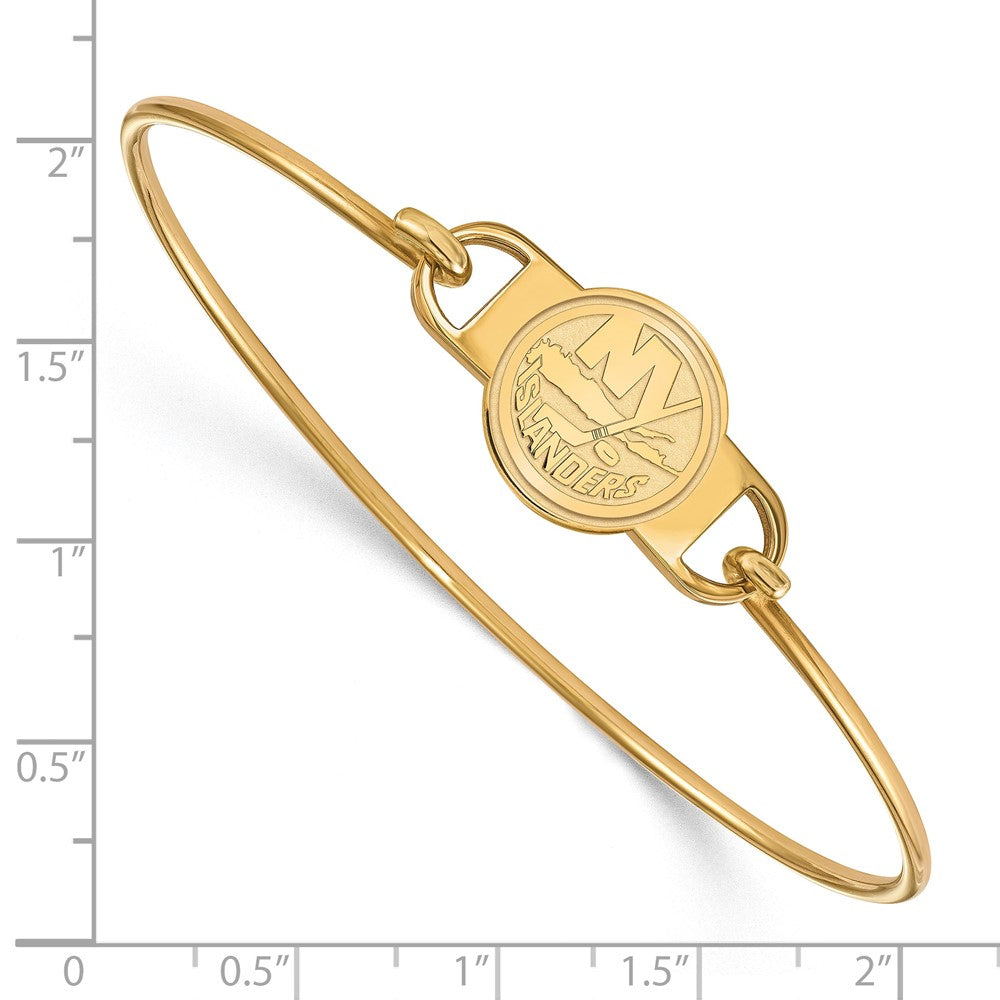 Gold Plated Sterling Silver Nhl Logoart New York Islanders Small Center 7 Inch Wire Bangle