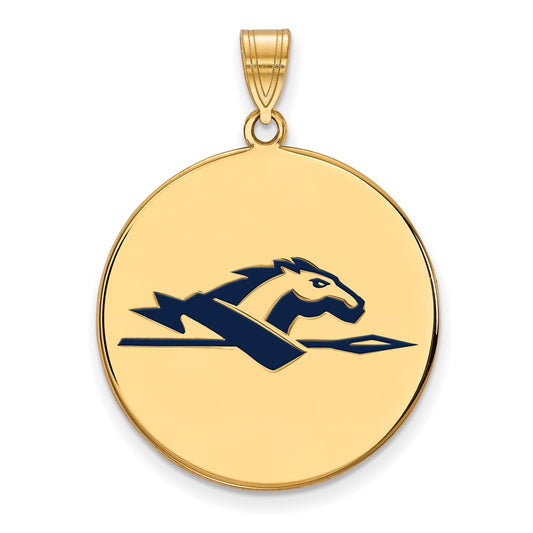 Gold Plated Sterling Silver Logoart Longwood University Horse Extra Large Enameled Disc Pendant
