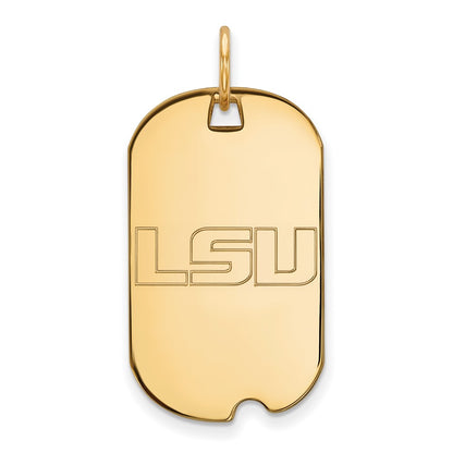 10K Yellow Gold Logoart Louisiana State University L S U Small Dog Tag Pendant