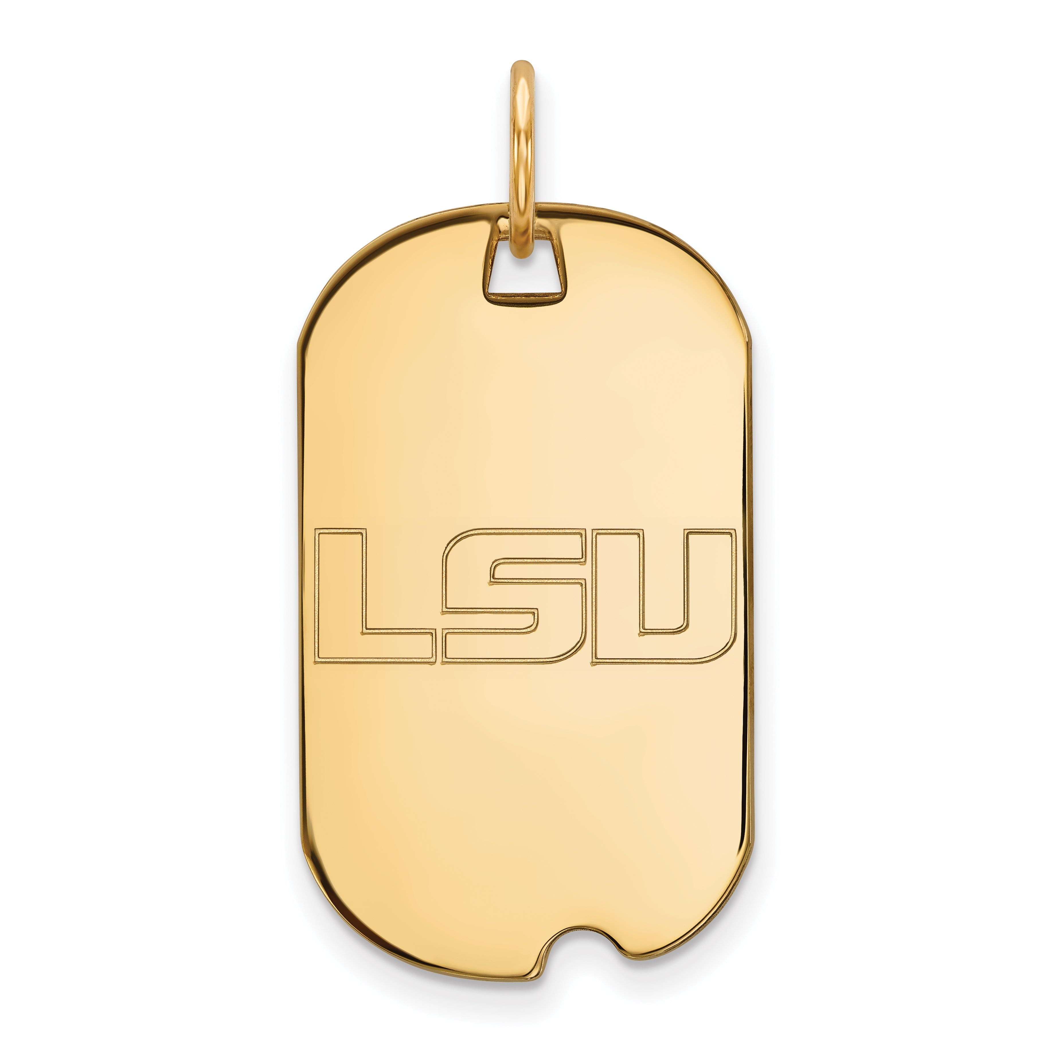 14K Yellow Gold Logoart Louisiana State University L S U Small Dog Tag Pendant