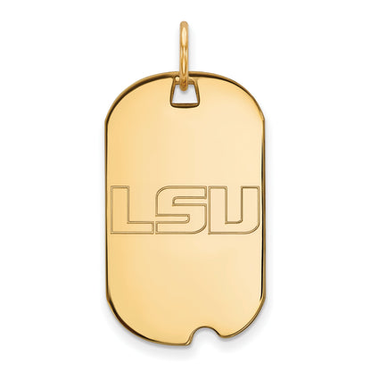 Gold Plated Sterling Silver Logoart Louisiana State University L S U Small Dog Tag Pendant