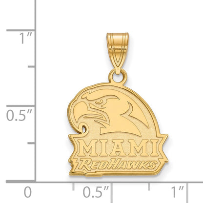 14K Yellow Gold Logoart Miami University Ohio Redhawks Medium Pendant