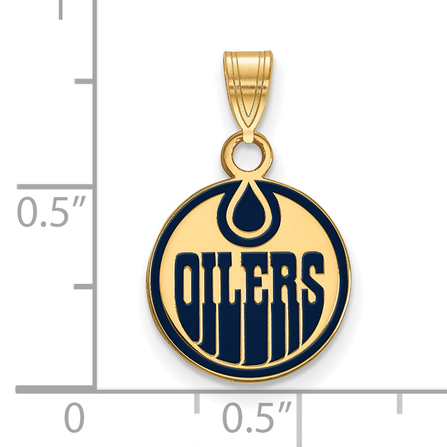 Gold Plated Sterling Silver Nhl Logoart Edmonton Oilers Small Enameled Pendant
