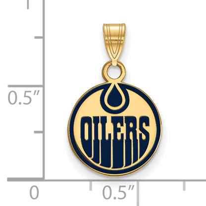 Gold Plated Sterling Silver Nhl Logoart Edmonton Oilers Small Enameled Pendant