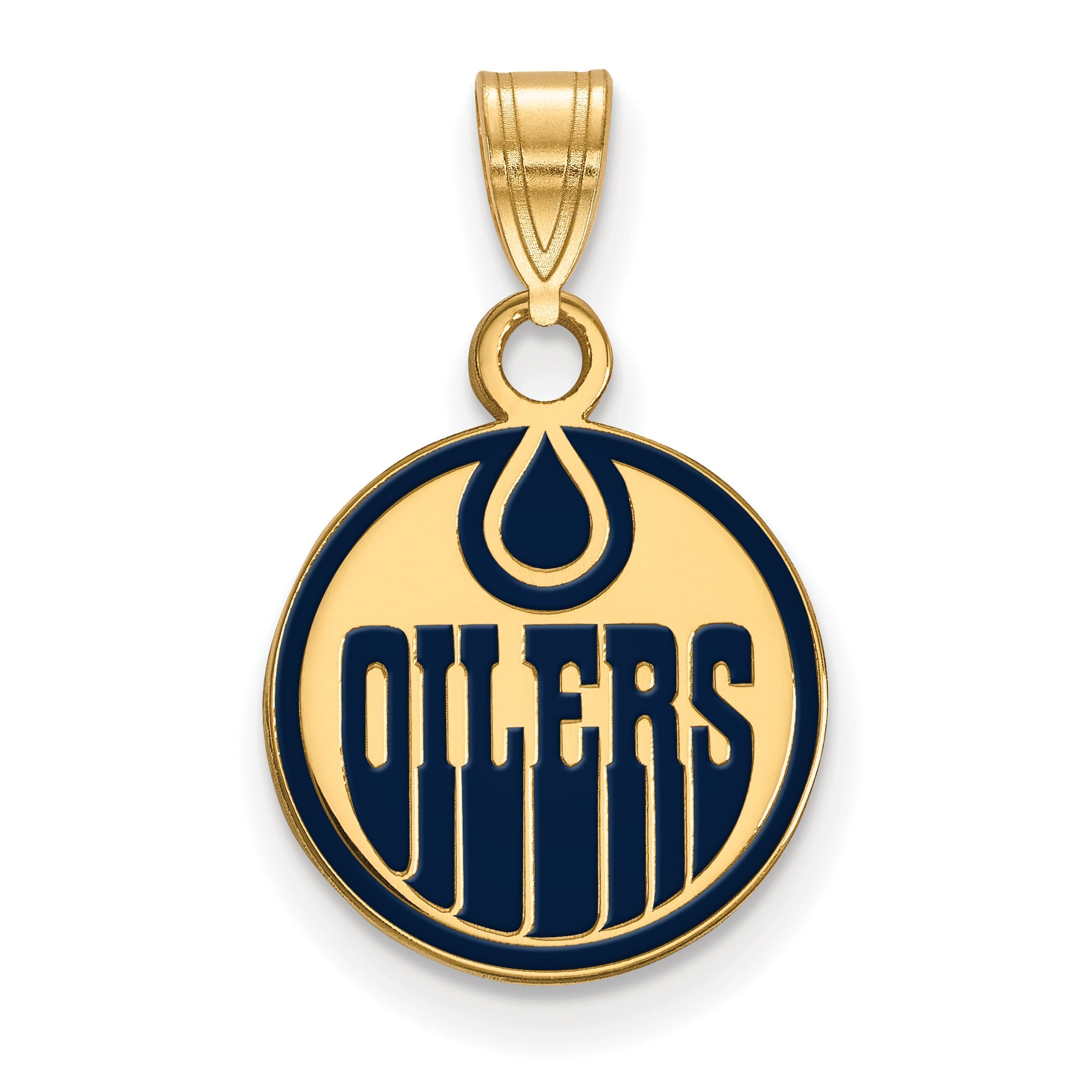 Gold Plated Sterling Silver Nhl Logoart Edmonton Oilers Small Enameled Pendant