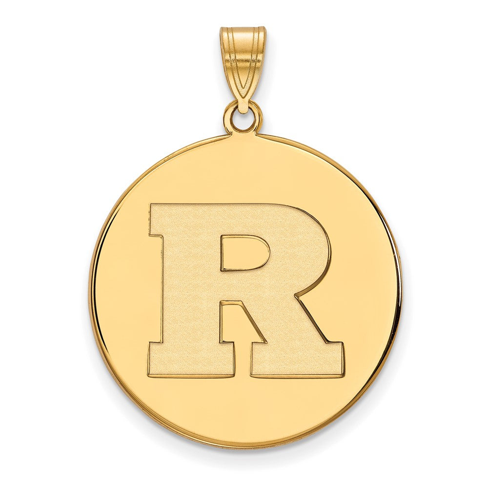 Gold Plated Sterling Silver Logoart Rutgers University Letter R Extra Large Disc Pendant