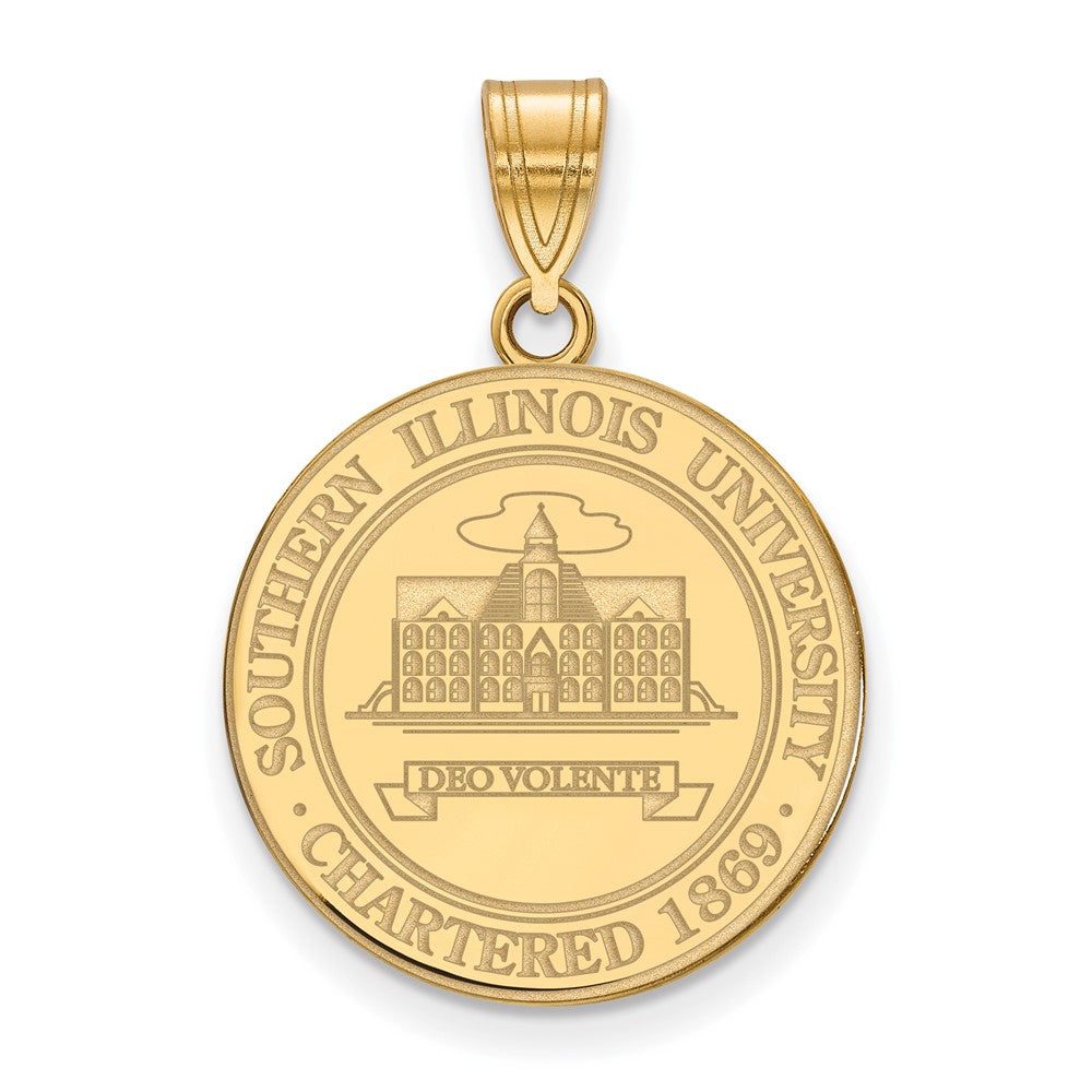 Gold Plated Sterling Silver Logoart Southern Illinois University Large Crest Pendant