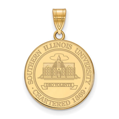 Gold Plated Sterling Silver Logoart Southern Illinois University Large Crest Pendant