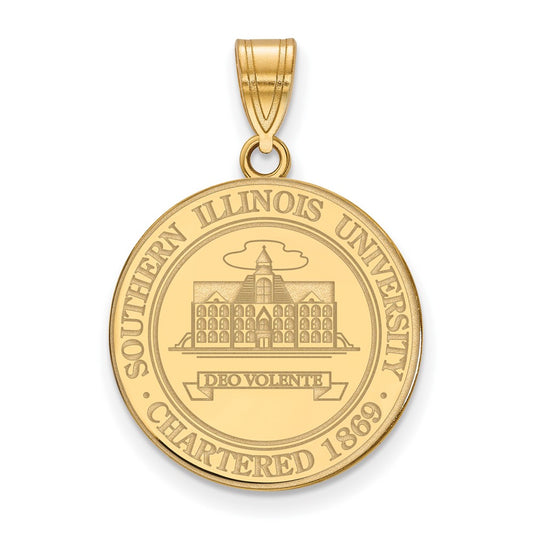 Gold Plated Sterling Silver Logoart Southern Illinois University Large Crest Pendant