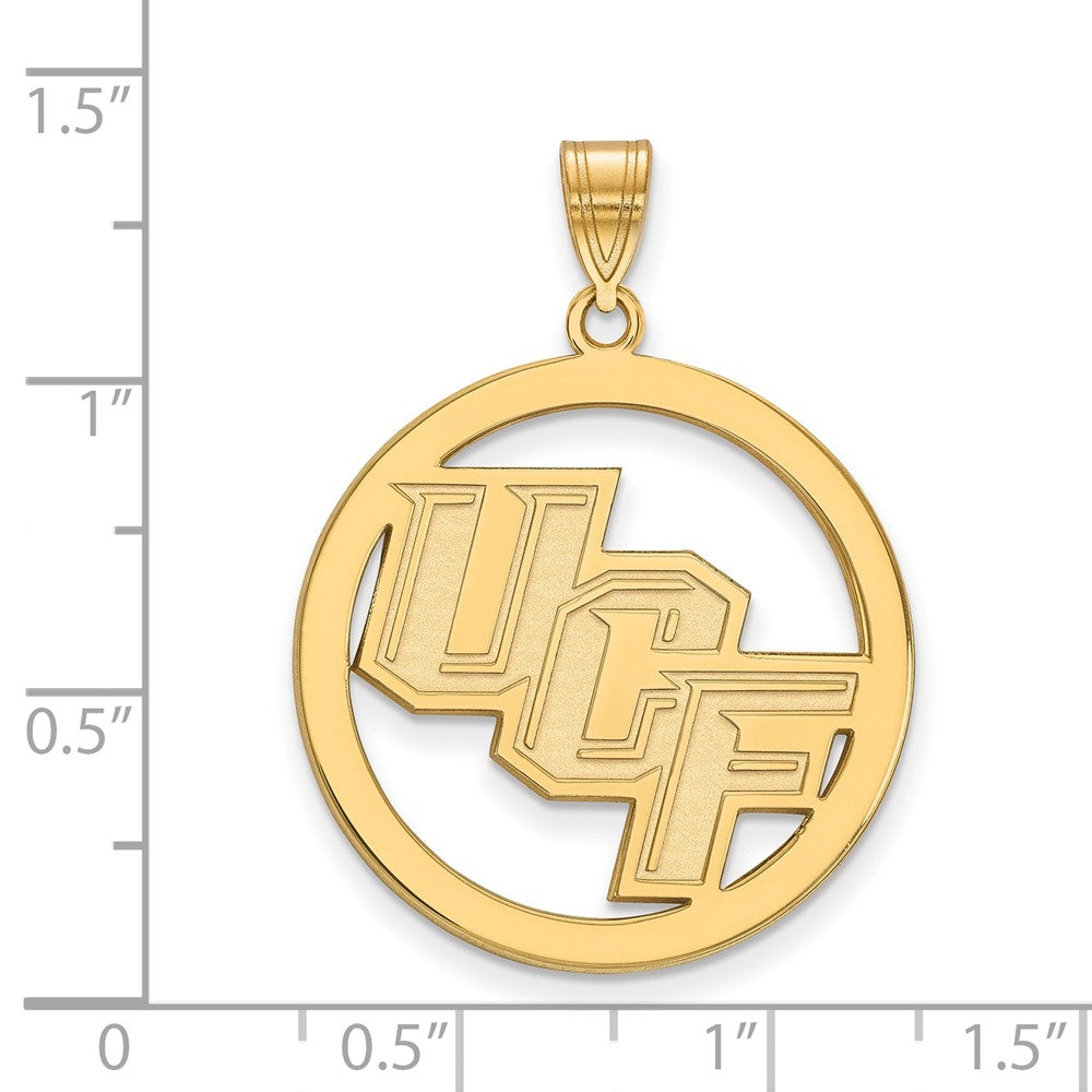Gold Plated Sterling Silver Logoart University Of Central Florida U C F Extra Large Circle Pendant