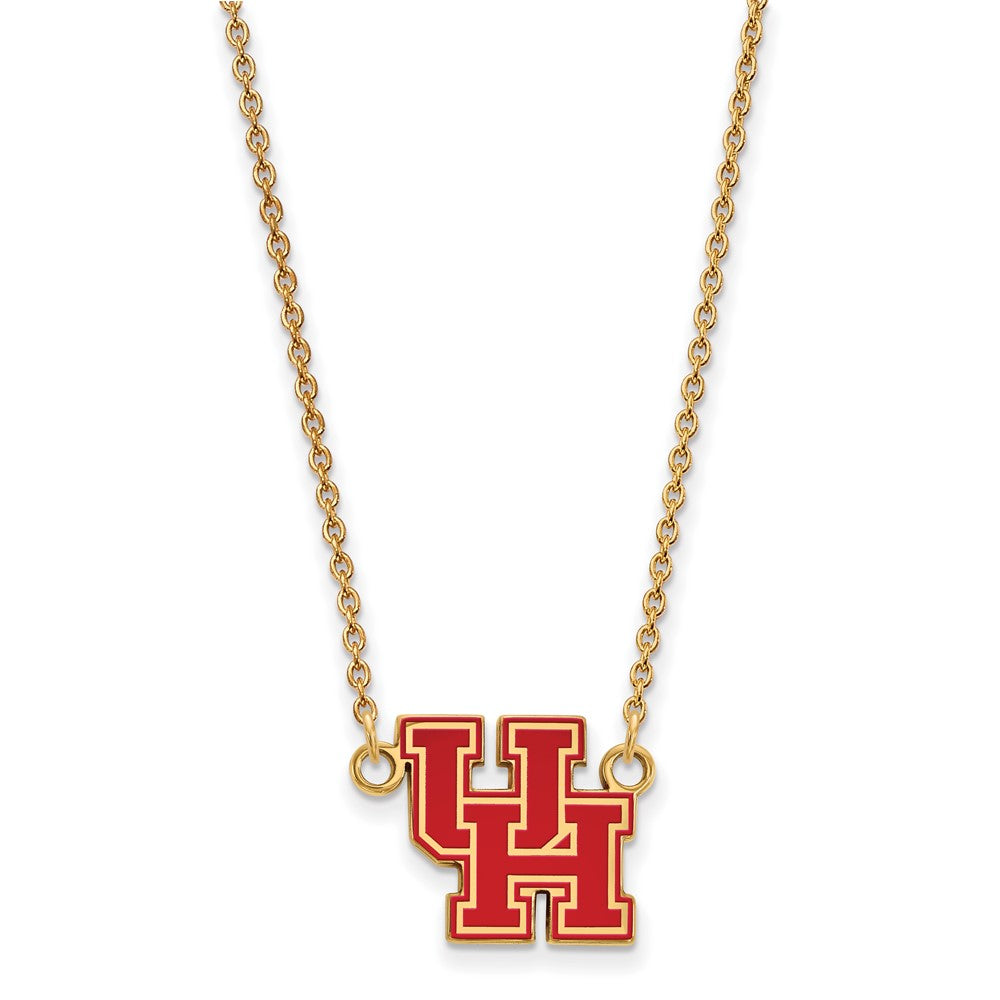 Gold Plated Sterling Silver Logoart University Of Houston U H Small Enameled Pendant 18 Inch Necklace