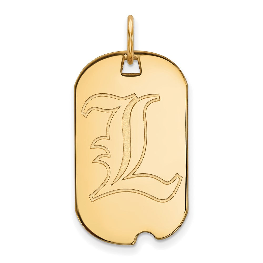 14K Yellow Gold Logoart University Of Louisville Letter L Small Dog Tag Pendant