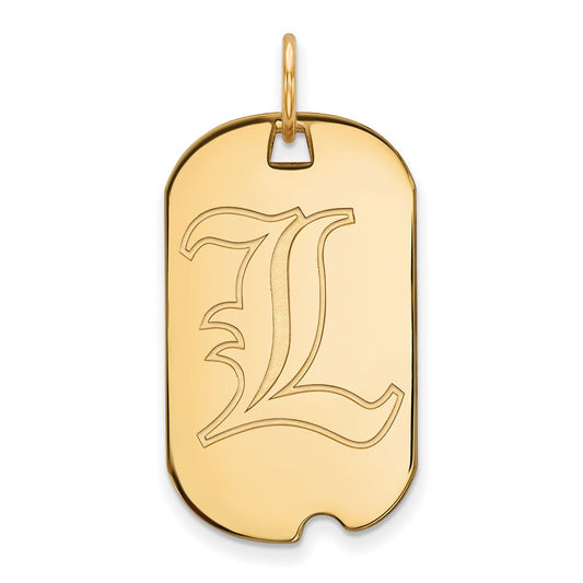 14K Yellow Gold Logoart University Of Louisville Letter L Small Dog Tag Pendant