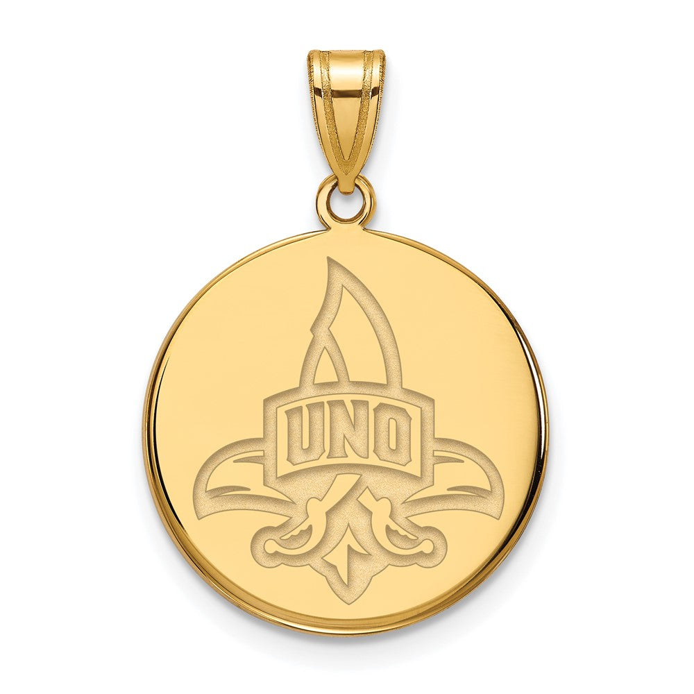 14K Yellow Gold Logoart University Of New Orleans Privateers Large Disc Pendant