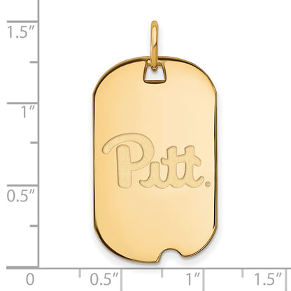 10K Yellow Gold Logoart University Of Pittsburgh Small Dog Tag Pendant