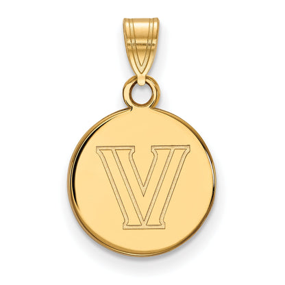 14K Yellow Gold Logoart Villanova University Letter V Small Disc Pendant