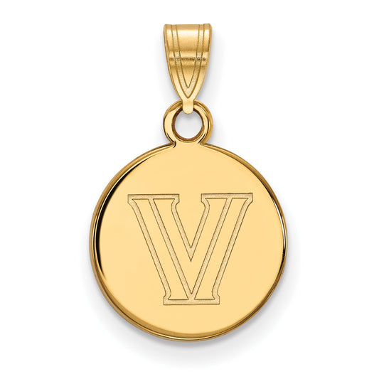 14K Yellow Gold Logoart Villanova University Letter V Small Disc Pendant