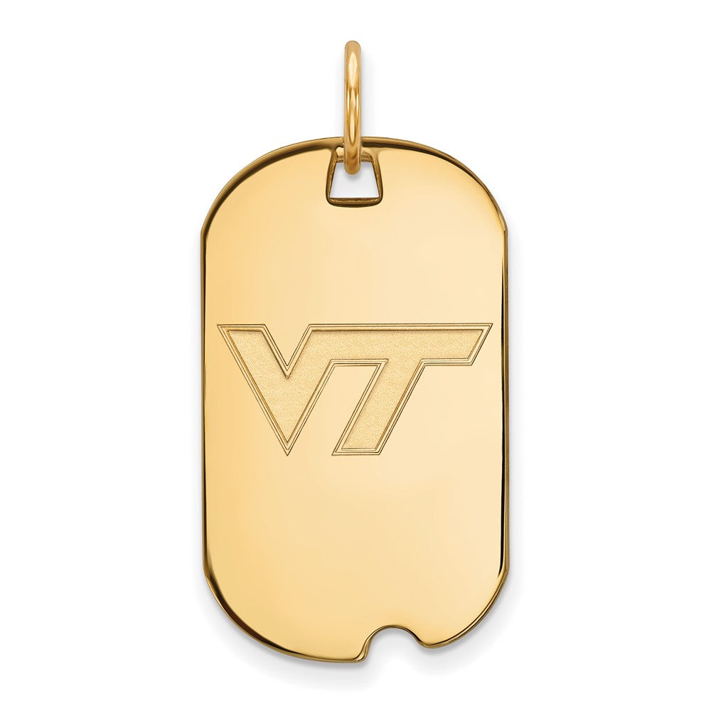 Gold Plated Sterling Silver Logoart Virginia Tech V T Small Dog Tag Pendant
