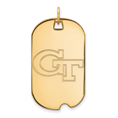 10K Yellow Gold Logoart Georgia Institute Of Technology G T Large Dog Tag Pendant