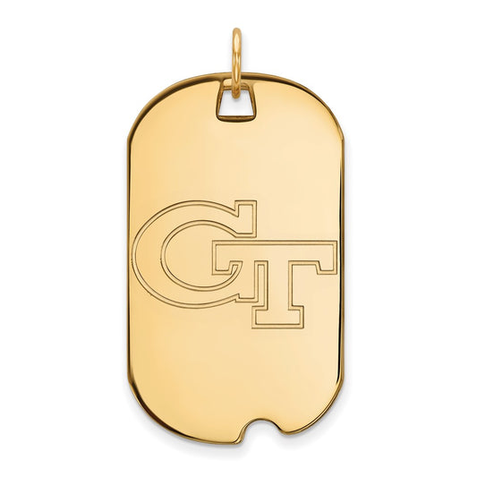 14K Yellow Gold Logoart Georgia Institute Of Technology G T Large Dog Tag Pendant
