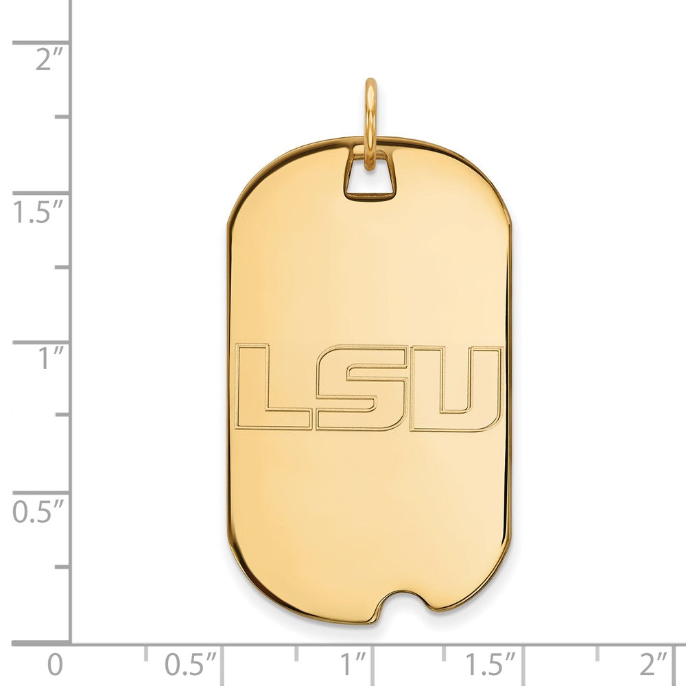 Gold Plated Sterling Silver Logoart Louisiana State University L S U Large Dog Tag Pendant