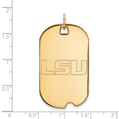 Gold Plated Sterling Silver Logoart Louisiana State University L S U Large Dog Tag Pendant